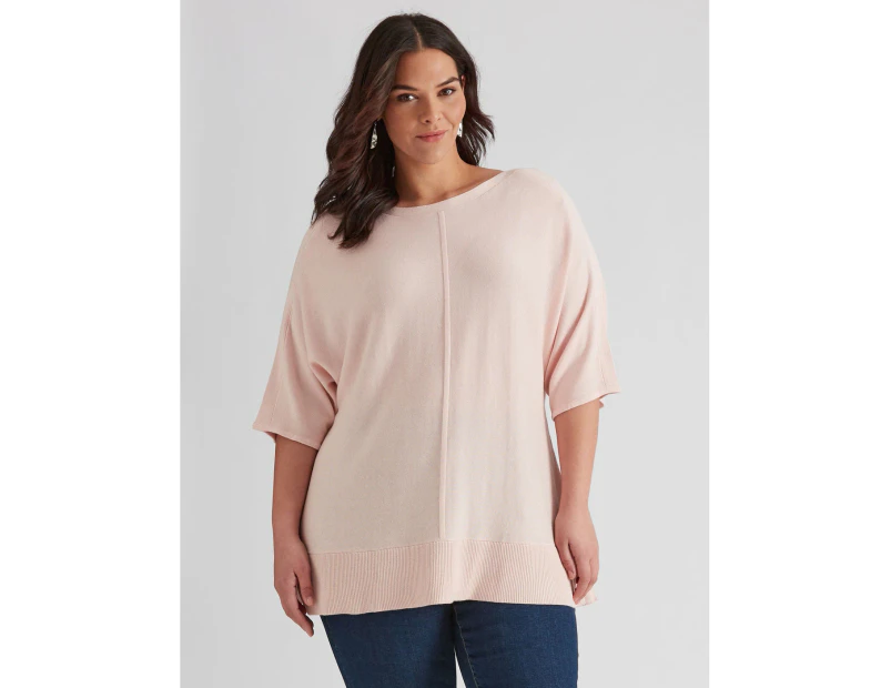 Autograph Knitwear Seamed Front Jumper - Womens - Plus Size Curvy - Soft Pink