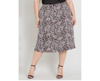 Beme Midi Button Down Abstract Zebra Print Skirt - Womens - Plus Size Curvy - Abstract Zebra
