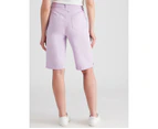 Rockmans Knee Length Ring Detail Shorts - Womens - Lilac