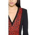 Fausto Puglisi Red Leopard Print Stretch Silk Gown
