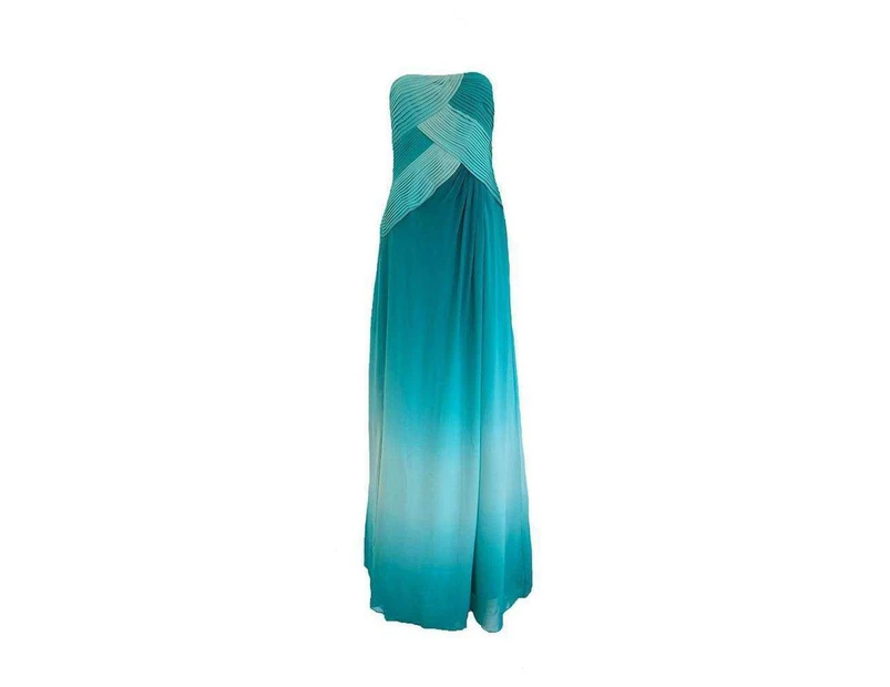BCBGMAXAZRIA Ombre Everglade Silk Chiffon Maxi Dress