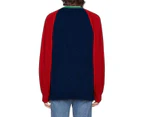 gucci Blue V-neck Wool Sweater With Lyre
