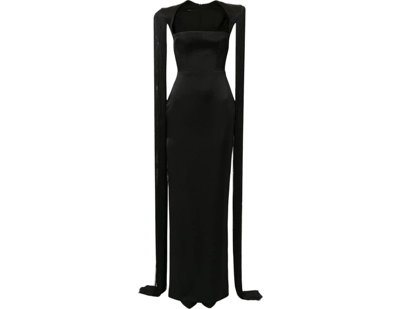 Alex Perry Dallas Fringed-Sleeve Gown