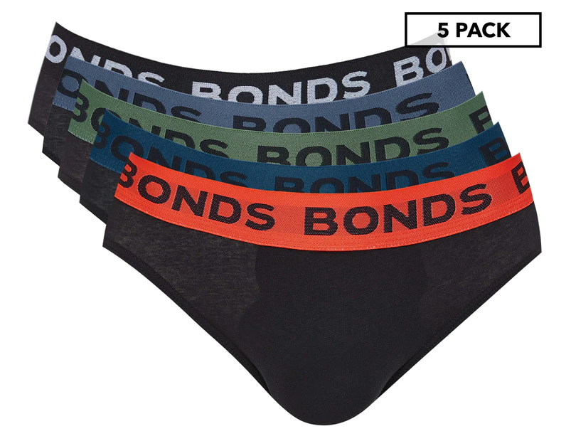 Buy Bonds 5 Pack Mens Assorted Black Cotton Hipster Briefs Comfy