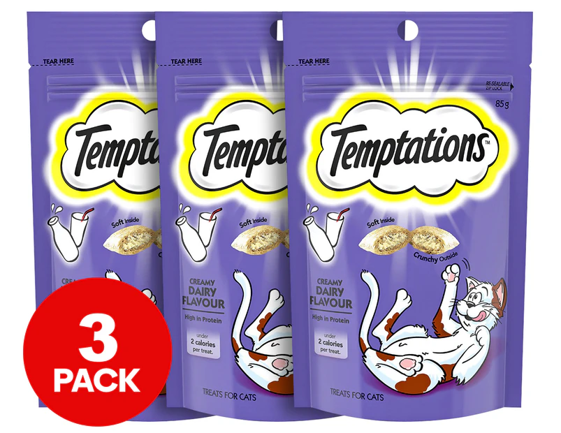 3 x Temptations Cat Treats Creamy Dairy 85g