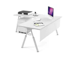 Elements 1000 - L-Shaped Corner Office Desk White JC Leg [1600L x 1800W] - white, white modesty