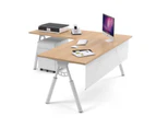 Elements 1000 - L-Shaped Corner Office Desk White JC Leg [1600L x 1800W] - maple, white modesty