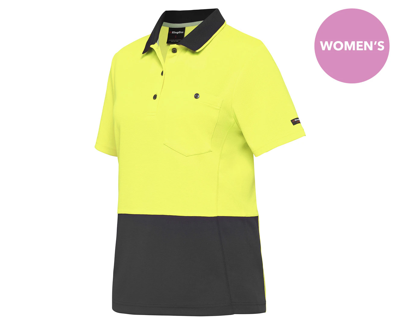 KingGee Women's Workcool Hyperfreeze Short Sleeve Spliced Polo - Yellow/Navy