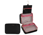 MOR Hanging Fold-Out Case / Cosmetic Bag - Black/Fuchsia