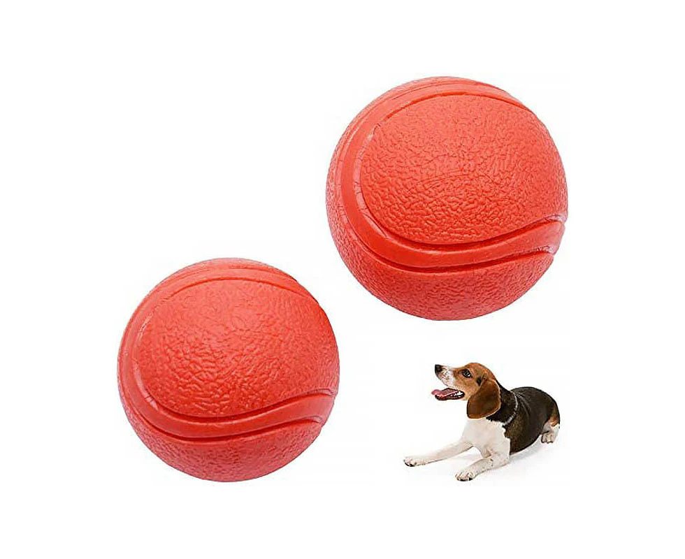 Miserwe 2 Pack Solid Rubber Dog Balls Dog's Bouncy Ball Bite Resistant and Indestructible Dog Training Ball Red