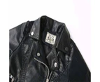 Dadawen Childrens Motorcycle Leather Jacket Faux Leather Coat for Boys-Black