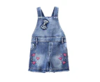 Dadawen Summer Little Girls Casual Cotton Denim Bib Braces Rompers-Blue