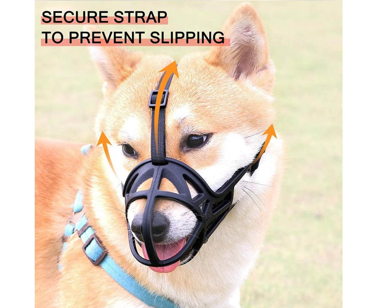 Breathable and Adjustable Used with Collars Comfort Secure Anti-Barking Muzzles for Dog Barkless Dog Muzzle Leather Allows Drinking and Eating 