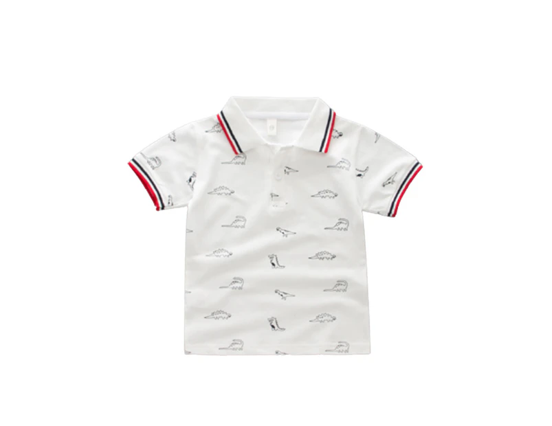 Dadawen Boys Fashion Turndown Collar Printed Polo Shirt for 3-8 Years-RedBlackWhite