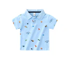 Dadawen Boys Fashion Turndown Collar Printed Polo Shirt for 3-8 Years-SailboatBlue