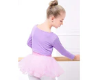 Dadawen Kids Long Sleeve Wrap Tops Leotards for Girls Dance Ballet Cardigan Bolero-Purple