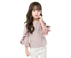 Dadawen Little Girls Ruffle Bat T Shirt Pullover Autumn Spring Princess Tops-Pink