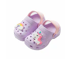 Dadawen Unicorn Cartoon Childrens Beach Sandals Summer Toddler Boys Girls Slippers-Purple
