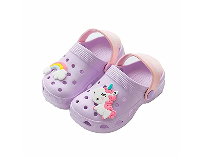 Dadawen Unicorn Cartoon Childrens Beach Sandals Summer Toddler Boys Girls Slippers-Purple