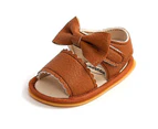 Dadawen Infant Baby Girl Sandals Casual Beach Shoes with Bowknot Toddler Shoes-Brown
