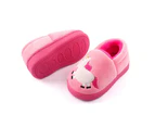 Dadawen Boys Girls Warm Slippers Cartoon Kids Winter Indoor Household Shoes-Pink