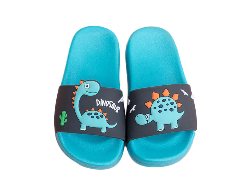 Dadawen Kids Boys Girls Slides Sandals Cute Dinosaur Non-Slip Shower Beach Slippers-LakeBlue