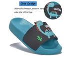 Dadawen Kids Boys Girls Slides Sandals Cute Dinosaur Non-Slip Shower Beach Slippers-LakeBlue