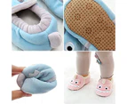 Dadawen Toddler Baby Boys Girls Cute Shark Shoes Soft Anti-slip Winter Slippers-Grey