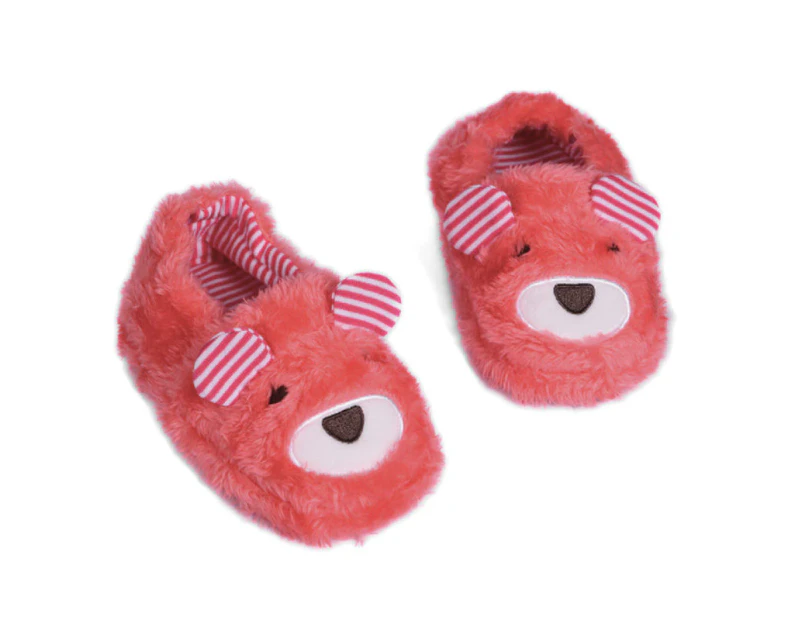 Dadawen Toddler Boys Girls Slippers Cute Cartoon Bear Plush Warm Home Shoes-Pink