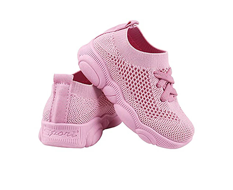 Dadawen Baby First Walking Shoes Toddler Boys Girls Cotton Mesh Breathable Sneakers-Pink