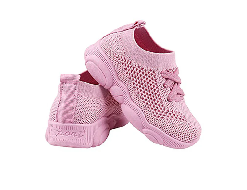 Dadawen Baby First Walking Shoes Toddler Boys Girls Cotton Mesh Breathable Sneakers-Pink