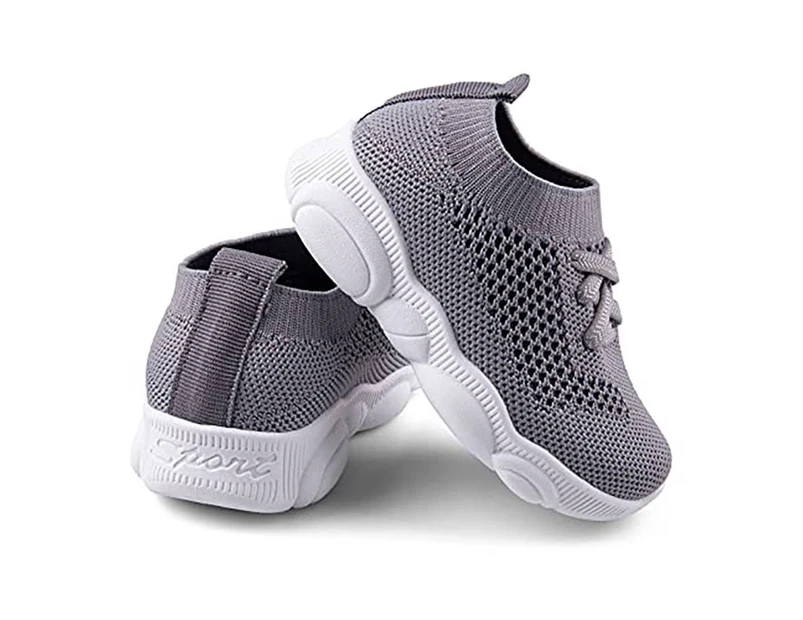 Dadawen Baby First Walking Shoes Toddler Boys Girls Cotton Mesh Breathable Sneakers-Grey