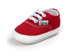 Dadawen Baby Boys Girls Shoes Canvas Toddler Sneakers 0-18 Months Anti-Slip Casual Shoes-Red