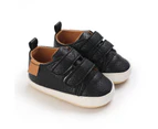Dadawen Boys Girls Infant Sneakers Non Slip Rubber Sole Toddler Walker Shoes-Black