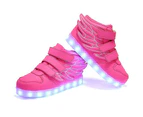 Dadawen LED Light Sneakers USB Rechargeable Flashing Shoes for Boys Girls-Pink