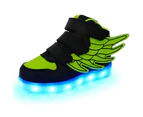 Dadawen LED Light Sneakers USB Rechargeable Flashing Shoes for Boys Girls-Green