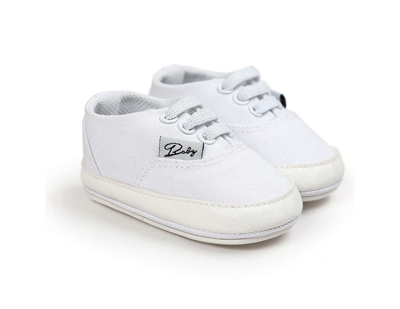 Dadawen Baby Boys Girls Shoes Canvas Toddler Sneakers 0-18 Months Anti-Slip Casual Shoes-White