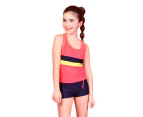 Dadawen Little Girls Summer Two Piece Boyshort Fashion Tankini Swimsuit-Watermelon Red