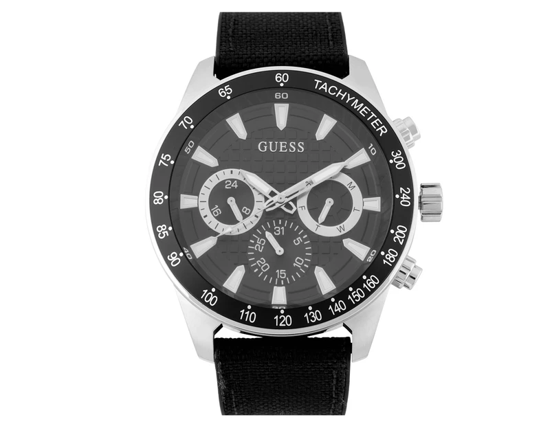 Guess Men's 42mm Magnitude Silicone Watch - Silver/Black