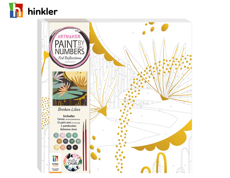 Hinkler Art Maker Paint By Numbers Broken Lilies Foil Reflections Kit