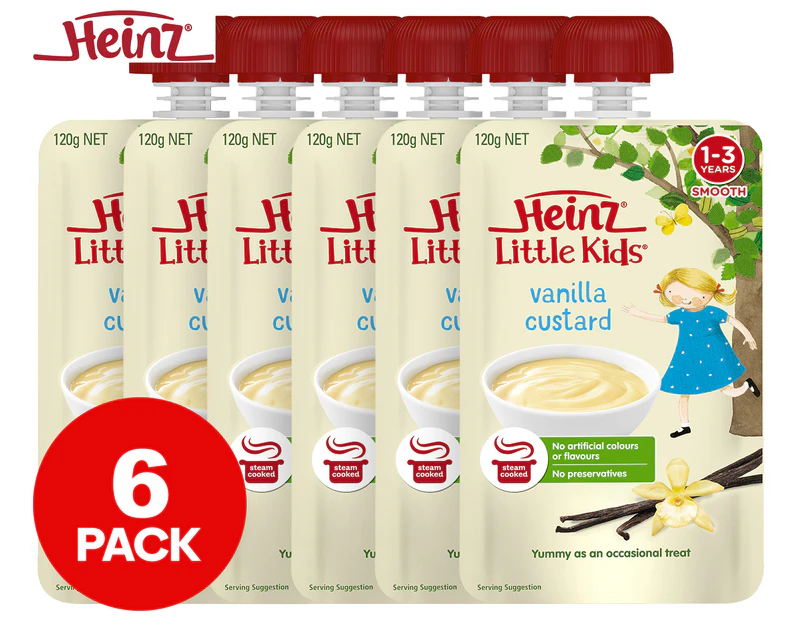 6 x Heinz Little Kids Vanilla Custard in Pouch 120g