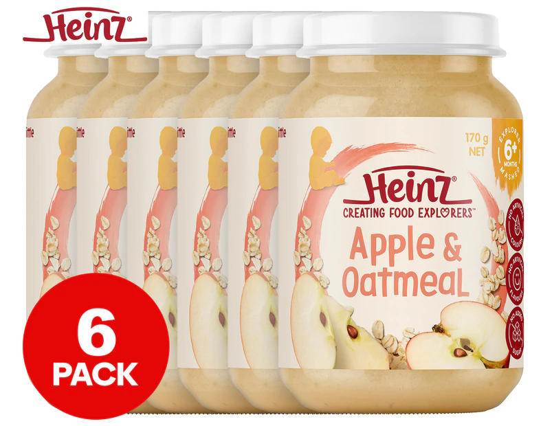 6 x Heinz for Baby in Jar Food Apple & Oatmeal 170g