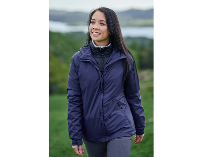 Mountain Warehouse Womens Waterproof Jacket Taped Seams Coat Cagoule Ladies - Navy