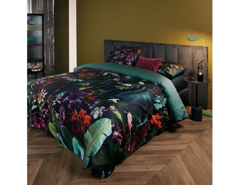 Bedding House Dusk to Dawn Dark Green Cotton Sateen Quilt Cover Set
