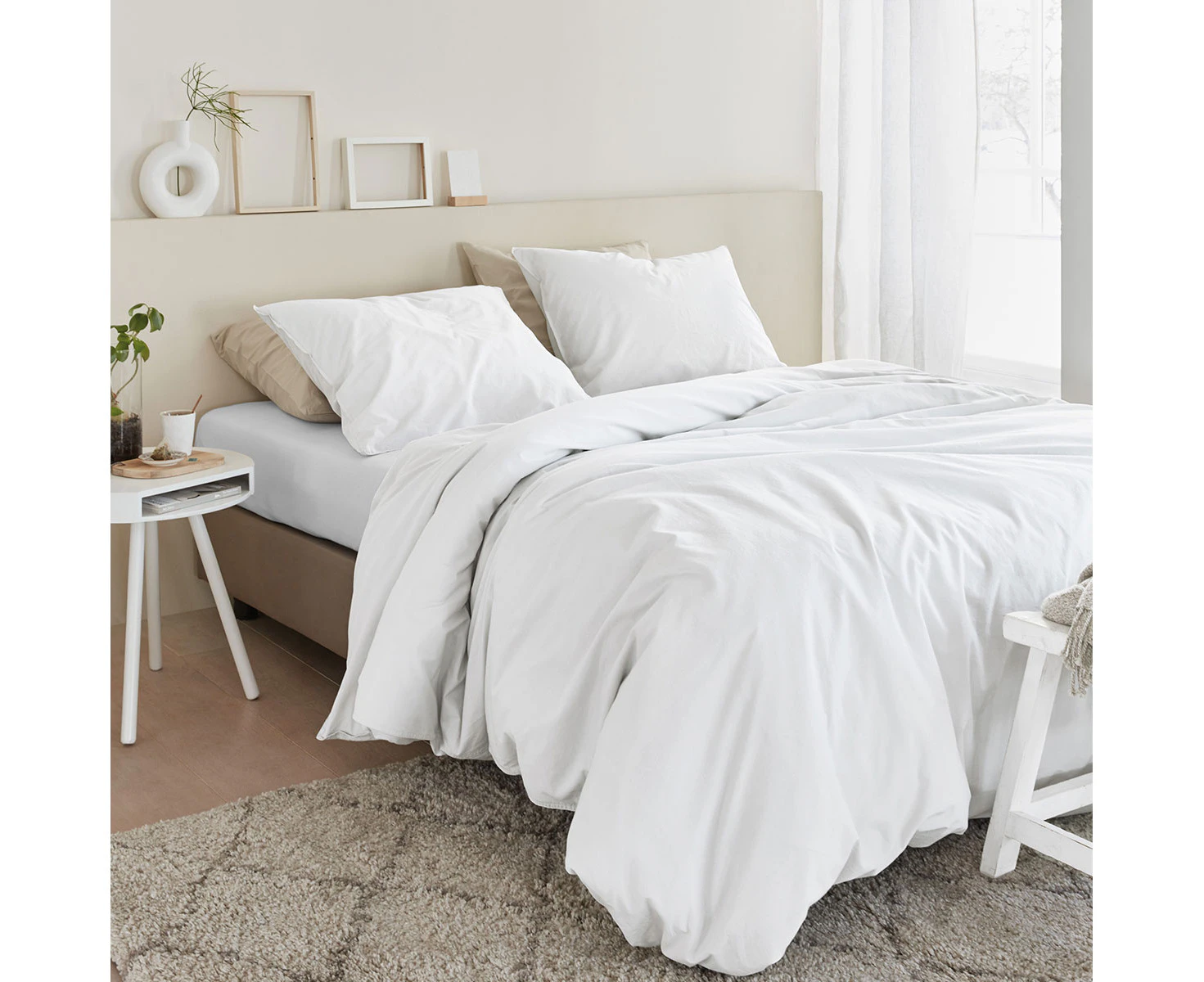 Bedding House Organic Cotton Basic White Quilt Cover Set Super King