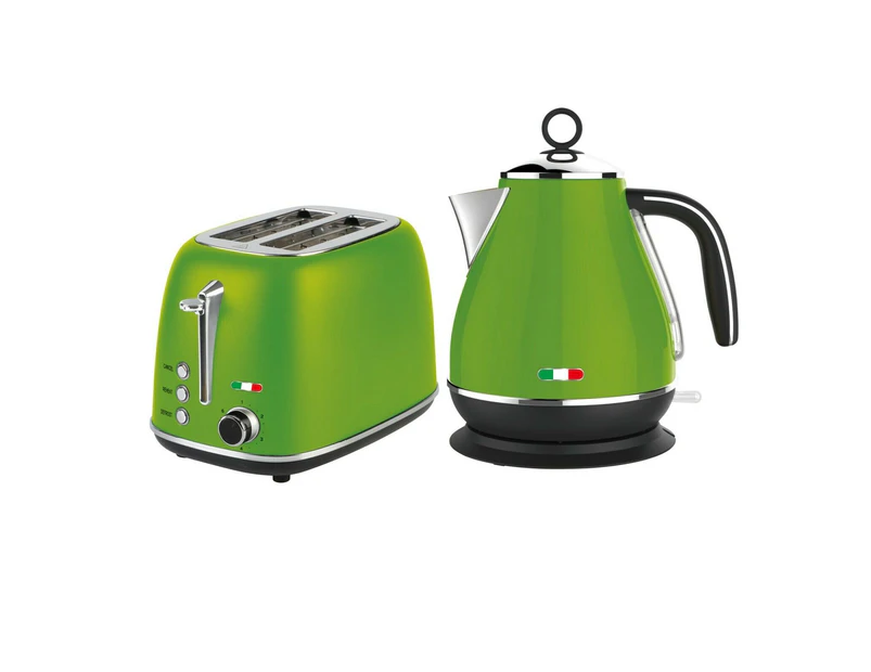 Vintage Electric Kettle & 2 Slice Toaster SET Combo Deal Stainless Steel - Lime Green
