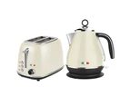 Vintage Electric Kettle & 2 Slice Toaster SET Combo Deal Stainless Steel - Cream