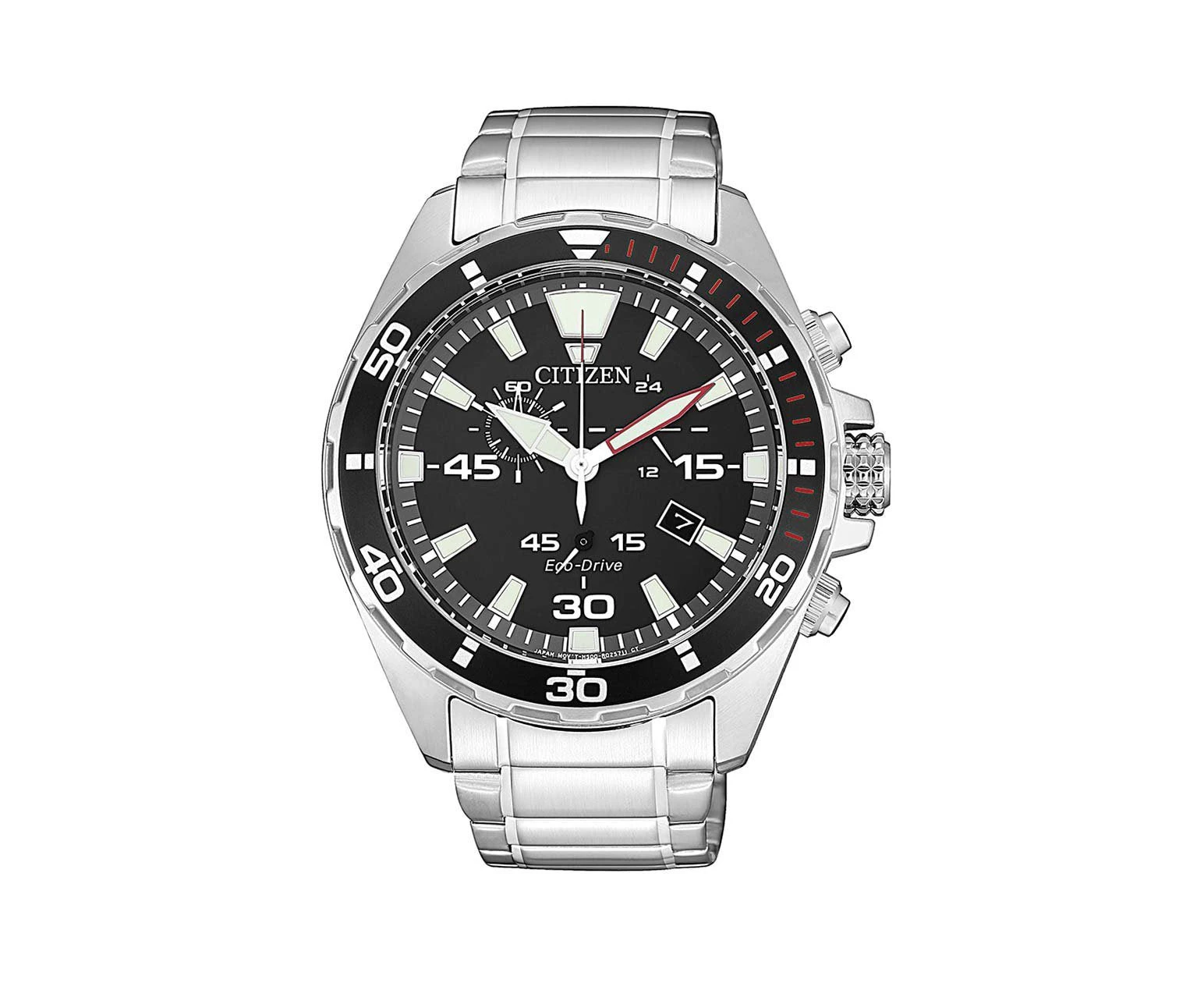 Citizen Eco Drive Stainless Steel Black Dial Men's Watch - AT2430-80E