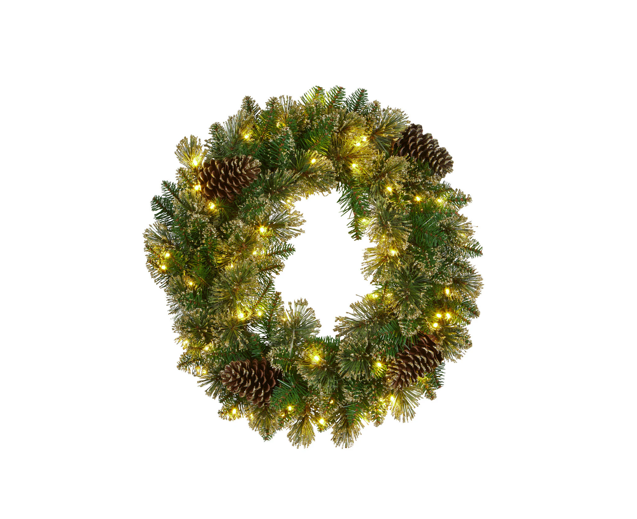 Glittery Gold LED Wreath 61cm