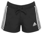 Adidas Girls' 3-Stripe Shorts - Black/White